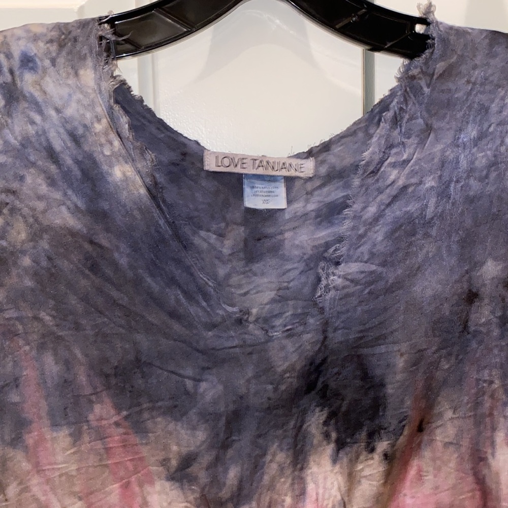 Love Tanjane Pink and Purple Silk Tie Dye Distressed Top - Picture 8 of 9
